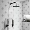 Arezzo Matt Black Push-Button Shower with Handset + Rainfall Shower Head -Shower Sets Shop AZPB2RMBPK p