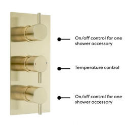 Arezzo Round Brushed Brass 2 Outlet Shower System (Fixed Shower Head + Overflow Bath Filler) -Shower Sets Shop AZR2SSB detail1 460