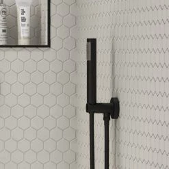 Arezzo Matt Black Round Concealed Triple Shower Valve with Diverter, Handset, Fixed Shower Head + 4 Body Jets -Shower Sets Shop AZRDSV38HB d5 460