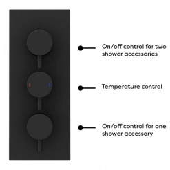 Arezzo Matt Black Round Concealed Triple Shower Valve with Diverter, Handset, Fixed Shower Head + 4 Body Jets -Shower Sets Shop AZRDSV38HB d6 460