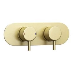 Arezzo Brushed Brass Round Shower System w. Diverter, Fixed Head + 4 Body Jets (Oval Backplate) -Shower Sets Shop AZRDSV4BJBBR d4 460