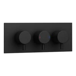 Arezzo Matt Black Round Concealed Triple Shower Valve with Fixed Head + 4 Body Jets -Shower Sets Shop AZRDTSV4BJ d2 460