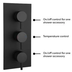 Arezzo Matt Black Round Concealed Triple Shower Valve with Fixed Head + 4 Body Jets -Shower Sets Shop AZRDTSV4BJ d5 460