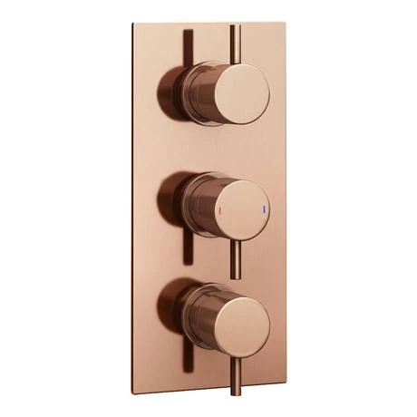 Arezzo Rose Gold Round Thermostatic Shower Pack with Wall Mounted Head + Handset 4 Arezzo Rose Gold Round Thermostatic Shower Pack with Wall Mounted Head + Handset - Image 2
