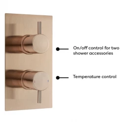 Arezzo Rose Gold Round Shower System (Twin Valve with Diverter, Wall Mounted Head + Handset) -Shower Sets Shop AZRGSPK5 detail1 460