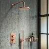 Arezzo Rose Gold Round Shower System (Twin Valve with Diverter, Wall Mounted Head + Handset) -Shower Sets Shop AZRGSPK5 n p