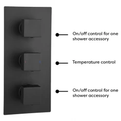 Arezzo Square Matt Black 2 Outlet Shower System (Fixed Shower Head + Overflow Bath Filler) -Shower Sets Shop AZS2SS n d1 460