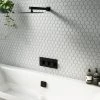 Arezzo Square Matt Black 2 Outlet Shower System (Fixed Shower Head + Overflow Bath Filler) -Shower Sets Shop AZS2SS prod
