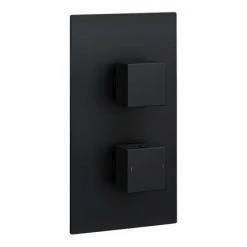 Arezzo Matt Black Square Shower Package w. Concealed Valve + Flat Fixed Shower Head -Shower Sets Shop AZSCVSP2 d2 460