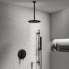 Arezzo Matt Black Shower System (Valve inc. 195mm Ceiling Mounted Head + Slide Rail Kit with Handset) -Shower Sets Shop AZSP2CMB p