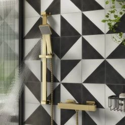 Arezzo Brushed Brass Square Thermostatic Bar Valve + Slide Rail Kit