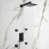 Arezzo Matt Black Square Shower System with Diverter, Fixed Shower Head + 4 Body Jets -Shower Sets Shop AZSQSV4BJ n p