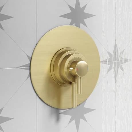 Arezzo Brushed Brass Round Concealed Dual Thermostatic Valve w. 200mm Shower Head 5 Arezzo Brushed Brass Round Concealed Dual Thermostatic Valve w. 200mm Shower Head - Image 3