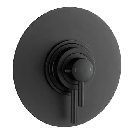Arezzo Matt Black Round Concealed Dual Thermostatic Valve w. 200mm Shower Head 4 Arezzo Matt Black Round Concealed Dual Thermostatic Valve w. 200mm Shower Head - Image 2