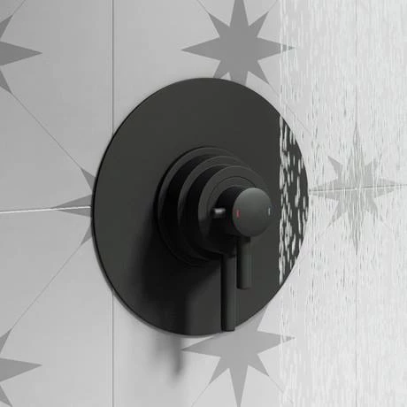 Arezzo Matt Black Round Concealed Dual Thermostatic Valve w. 200mm Shower Head 5 Arezzo Matt Black Round Concealed Dual Thermostatic Valve w. 200mm Shower Head - Image 3