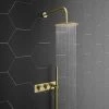 Arezzo Brushed Brass Round Shower System (Fixed Head, Handset + Integrated Parking Bracket) 2 Arezzo Brushed Brass Round Shower System (Fixed Head, Handset + Integrated Parking Bracket) -Shower Sets Shop AZSVHBBPK p