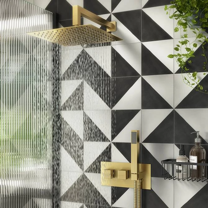 Arezzo Brushed Brass Square Shower System (300mm Fixed Head, Handset + Integrated Parking Bracket) 3 Arezzo Brushed Brass Square Shower System (300mm Fixed Head, Handset + Integrated Parking Bracket)