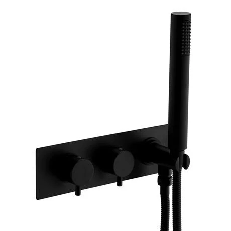 Arezzo Matt Black Round Shower System (Fixed Head, Handset + Integrated Parking Bracket) 4 Arezzo Matt Black Round Shower System (Fixed Head, Handset + Integrated Parking Bracket) - Image 2