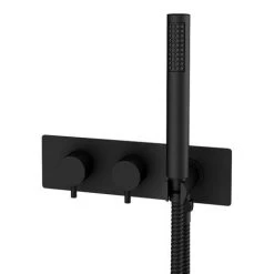 Arezzo Matt Black Round Shower System (Fixed Head, Handset + Integrated Parking Bracket) 10 Arezzo Matt Black Round Shower System (Fixed Head, Handset + Integrated Parking Bracket) -Shower Sets Shop AZSVHMBPK d3 460