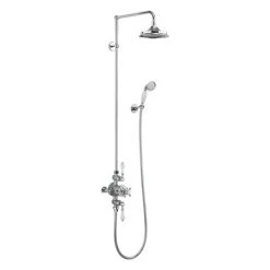 Burlington Avon Thermostatic Two Outlet Exposed Shower Valve, Rigid Riser & Kit with Fixed Head