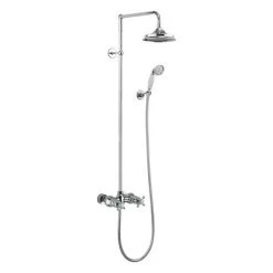 Burlington Eden Thermostatic Two Outlet Exposed Shower Bar Valve, Rigid Riser & Kit with Fixed Head
