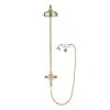 Crosswater Belgravia Unlacquered Brass Thermostatic Shower Valve with 8" Fixed Head, Handset & Wall Cradle -Shower Sets Shop BEL CRADLEQ P