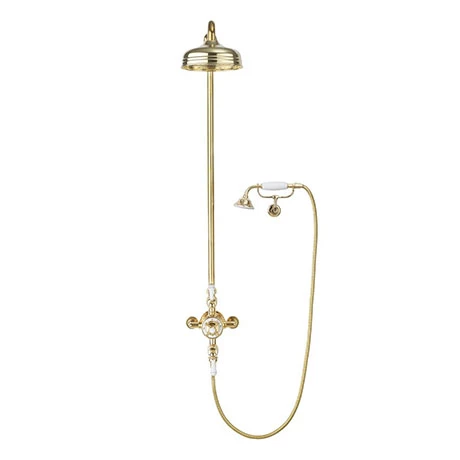 Crosswater Belgravia Unlacquered Brass Thermostatic Shower Valve with 8" Fixed Head, Handset & Wall Cradle 3 Crosswater Belgravia Unlacquered Brass Thermostatic Shower Valve with 8" Fixed Head, Handset & Wall Cradle