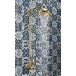 Crosswater Belgravia Unlacquered Brass Thermostatic Shower Valve with 8" Fixed Head