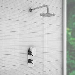 Bosa Modern Shower Package with Concealed Valve + Round Rainfall Head