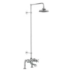 Burlington Tay Deck Mounted Bath Shower Mixer & Rigid Riser with Fixed Head