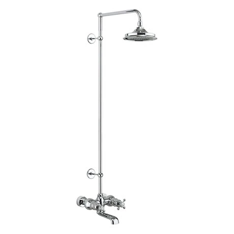 Burlington Tay Wall Mounted Bath Shower Mixer & Rigid Riser with Fixed Head 3 Burlington Tay Wall Mounted Bath Shower Mixer & Rigid Riser with Fixed Head