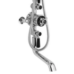 Hudson Reed Topaz Black Triple Thermostatic Shower Valve with Rigid Riser Kit + Bath Spout -Shower Sets Shop BTSVT103 d3 460