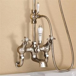 Burlington Birkenhead Wall Mounted Angled Bath Shower Mixer w Riser, 9" Rose & Soap Basket 8 Burlington Birkenhead Wall Mounted Angled Bath Shower Mixer w Riser, 9" Rose & Soap Basket -Shower Sets Shop Burlington Birkenhead Wall Mounted Angled Bath Shower Mixer H365 BI d2 375 2