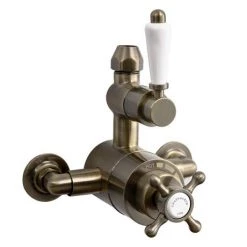 Chatsworth 1928 Antique Brass Exposed Valve incl. Rigid Riser Kit, Diverter, 8" Rose + Handset -Shower Sets Shop CABPK02 d2 460