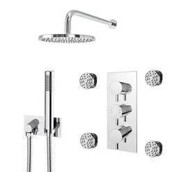 Cruze Shower Pack (inc. 200mm Wall Mounted Head, 4 Body Jets, Outlet Elbow + Handset)
