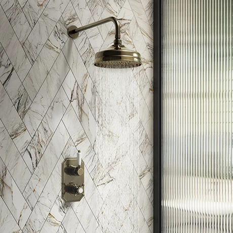 Chatsworth 1928 Antique Brass Traditional Shower with Concealed Valve + 8" Head 3 Chatsworth 1928 Antique Brass Traditional Shower with Concealed Valve + 8" Head