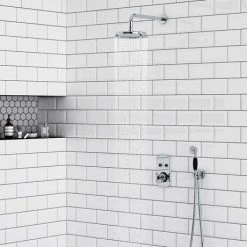 Chatsworth 1928 Black Traditional Push-Button Shower Valve Pack with Handset + Rainfall Shower Head 11 Chatsworth 1928 Black Traditional Push-Button Shower Valve Pack with Handset + Rainfall Shower Head -Shower Sets Shop CHT PB PK2 BLK d4 460