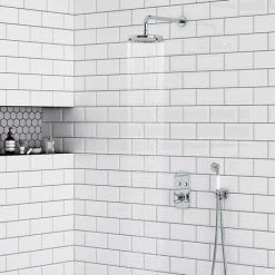 Chatsworth 1928 Traditional Push-Button Shower Valve Pack with Handset + Rainfall Shower Head -Shower Sets Shop CHT PB PK2 d4 460