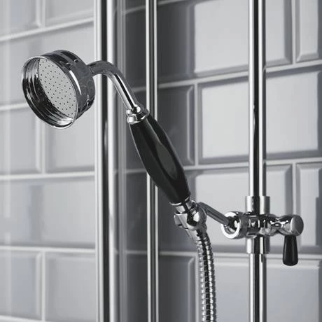 Chatsworth 1928 Black Traditional Push-Button Shower Pack with Slide Rail Kit + Wall Mounted Head 5 Chatsworth 1928 Black Traditional Push-Button Shower Pack with Slide Rail Kit + Wall Mounted Head - Image 3