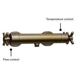 Chatsworth Antique Brass Traditional Crosshead Shower Bar Valve + Slider Rail Kit -Shower Sets Shop CHTBVAB detail2 460