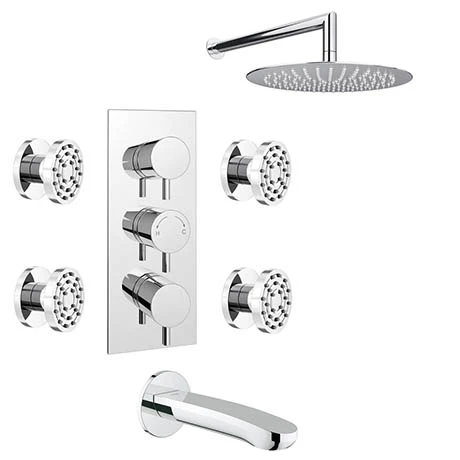Cruze Modern Shower Package (Fixed Shower Head, 4 Body Jets + Bath Spout) 3 Cruze Modern Shower Package (Fixed Shower Head, 4 Body Jets + Bath Spout)
