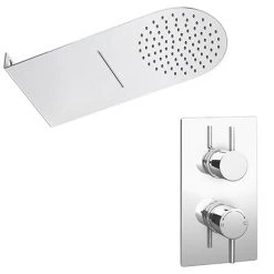 Cruze Shower Package with Valve + Flat Dual Fixed Shower Head (Waterfall / Rainfall)