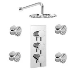 Cruze Triple Concealed Shower Valve with Fixed Shower Head + 4 Body Jets -Shower Sets Shop Cruze Triple Concealed Shower Valve with Fixed Shower Head 4 Body Jets detail 1 460