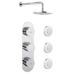 Crosswater - Dial Central 2 Control Shower Valve with 3 Body Jets, Fixed Head & Arm