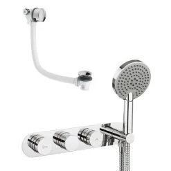 Crosswater - Dial Central 2 Control Bath Valve with 3 Mode Handset and Bath Filler Waste