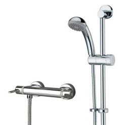 Bristan Design Utility Lever Bar Mixer with Adjustable Riser Kit & Fast Fit Wall Fixings -Shower Sets Shop DUL2 SHXARFF C LNN 460