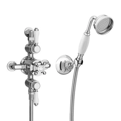 Trafalgar Triple Exposed Thermostatic Shower (inc. Valve, Elbow, Handset + Fixed Shower Head) 4 Trafalgar Triple Exposed Thermostatic Shower (inc. Valve, Elbow, Handset + Fixed Shower Head) - Image 2