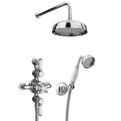 Trafalgar Triple Exposed Thermostatic Shower (inc. Valve, Elbow, Handset + Fixed Shower Head) 3 Trafalgar Triple Exposed Thermostatic Shower (inc. Valve, Elbow, Handset + Fixed Shower Head)