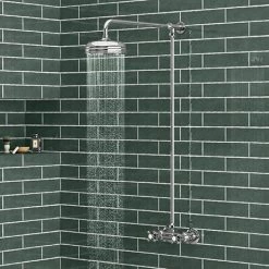 Chatsworth Thermostatic Shower Bar Valve with Rigid Riser & Fixed Head