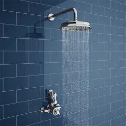 Chatsworth 1928 Twin Exposed Thermostatic Shower Pack (inc. Valve, Elbow + Fixed Shower Head)